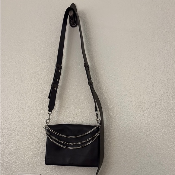 All Saints Black Lamb Leather Crossbody Bag - Picture 3 of 9